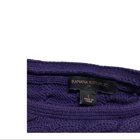 Banana Republic Factory Purple Large 3/4 Sleeve Cable Knit Sweater - Picture 3 of 7